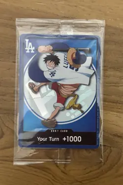 2026 CREASED Dodgers x One Piece Night Promo Card Monkey D Luffy SGA - Image 1