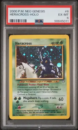 PSA 6 Heracross Holo 6/111 Neo Genesis 2000 Pokemon Card - Image 1