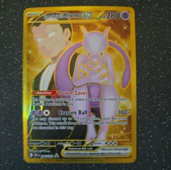 Team Rocket's Mewtwo ex 240/182 Destined Rivals Pokemon Gold Hyper Rare TCG NM - Image 1