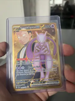 Pokemon Destined Rivals Team Rocket's Mewtwo ex 240/182 Gold Hyper Rare (NM) - Image 1