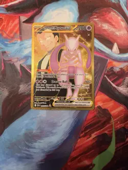 Team Rocket's Mewtwo ex 240/182 Destined Rivals Pokemon Gold Hyper Rare NM - Image 1