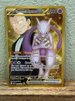 Team Rocket's Mewtwo ex 240/182 Gold Hyper Rare Pokemon TCG Destined Rivals NM - Image 1