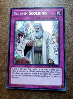 YUGIOH! SOLEMN SCOLDING NECH-EN079 SECRET RARE! The New Challengers NECH) NP MT! - Image 1