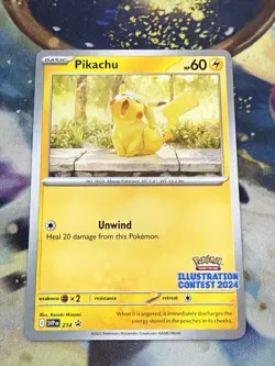 Pikachu SVP214 Illustration Contest 2024 Promo Pokemon Card SV BSP PTCG NM - Image 1