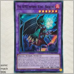 Evil HERO Inferno Wing - Backfire - SUDA-EN032 - Super Rare 1st Edition Yugioh - Image 1