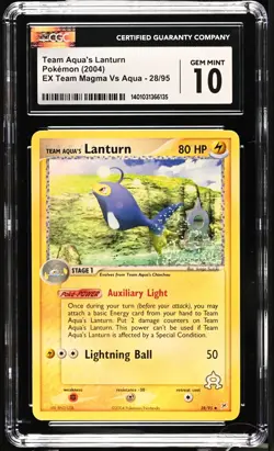 CGC 10 Team Aqua's Lanturn 28/95 EX Team Magma Vs Aqua 2004 Pokemon Card - Image 1
