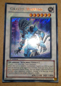 YUGIOH GRAVITY WARRIOR SECRET RARE PRC1-EN020 1ST EDITION - Image 1