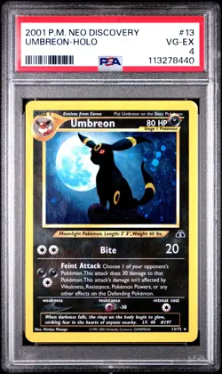 PSA 4 Umbreon Holo 13/75 Neo Discovery 2001 Pokemon Card - Image 1