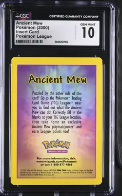 CGC 10 Ancient Mew Insert Card Pokemon League 2000 Pokemon Card - Image 1