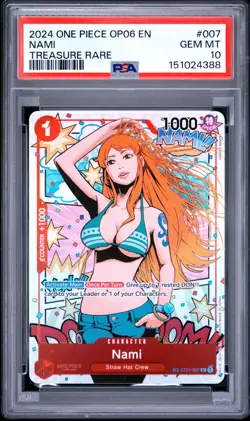 2024 ONE PIECE OP06-WINGS OF THE CAPTAIN TREASURE RARE #007 NAMI PSA 10 - Image 1