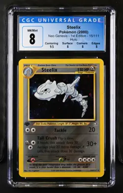 CGC 8 Steelix Holo 15/111 1st Edition Neo Genesis 2000 Pokemon Card - Image 1