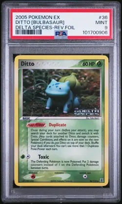 PSA 9 Bulbasaur Reverse Holo 36/113 EX Delta Species 2005 Pokemon Card - Image 1