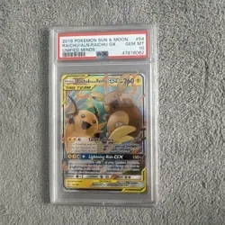2019 POKEMON SUN & MOON UNIFIED MINDS 54/236 RAICHU & ALOLAN RAICHU GX - PSA 10 - Image 1