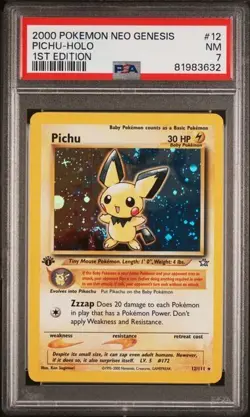 PSA 7 Pichu Holo 12/111 1st Edition Neo Genesis 2000 Pokemon Card - Image 1