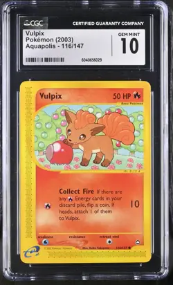 CGC 10 Vulpix 116/147 Aquapolis 2003 Pokemon Card - Image 1