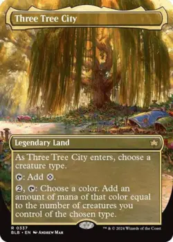 MTG English Three Tree City (Borderless) (0337) NM Foil Bloomburrow - Image 1