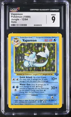 CGC 9 Vaporeon Holo 12/64 Jungle 1999 Pokemon Card - Image 1