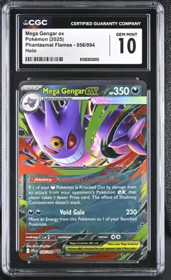 Mega Gengar EX 056/094 Holo Phantasmal Flames Pokemon CGC 10 Gem Mint - Image 1