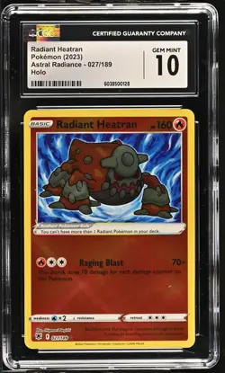 CGC 10 Radiant Heatran Holo 027/189 Astral Radiance Pokemon Card - Image 1