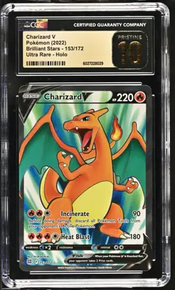 CGC 10 Pristine Charizard V 153/172 SWSH Brilliant Stars Pokemon Card - Image 1