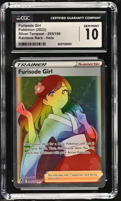 CGC 10 Furisode Girl Rainbow 205/195 SWSH Silver Tempest Pokemon Card - Image 1