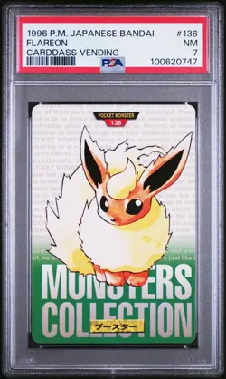 PSA 7 Flareon #136 Bandai Carddass Vending Green 1996 Pokemon Card - Image 1