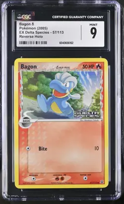 CGC 9 Bagon Reverse Holo 57/113 EX Delta Species 2005 Pokemon Card - Image 1