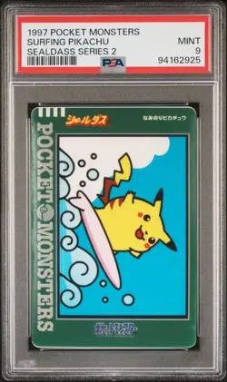 PSA 9 Surfing Pikachu Sealdass Series 2 1997 Pokemon Card - Image 1