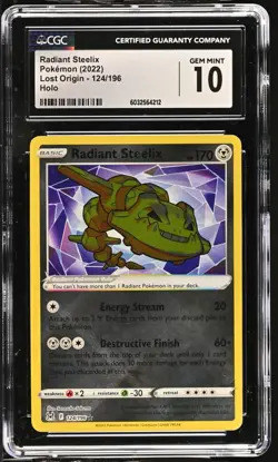 CGC 10 Radiant Steelix 124/196 Lost Origin 2022 Pokemon Card - Image 1