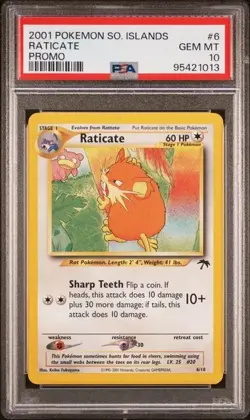 PSA 10 Raticate 6/18 Southern Islands Promo 2001 Pokemon Card - Image 1