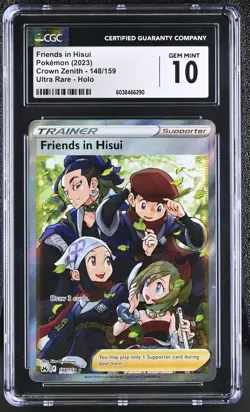 CGC 10 Friends in Hisui Holo 148/159 FA Full Art Crown Zenith Pokemon Card - Image 1