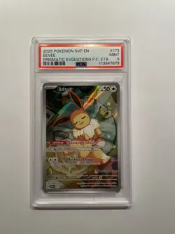 2025 POKEMON PRISMATIC EVOLUTIONS POKEMON CENTER ETB PROMO SVP #173 EEVEE PSA 9 - Image 1