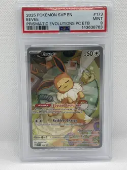 2025 Pokemon SVP Eevee 173 PSA 9 Prismatic Evolutions Pokemon Center ETB Promo - Image 1