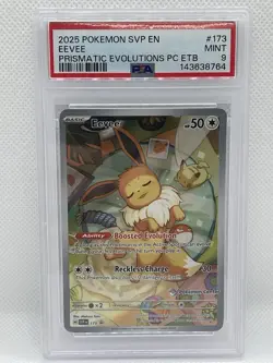 2025 Pokemon SVP Eevee 173 PSA 9 Prismatic Evolutions Pokemon Center ETB Promo - Image 1