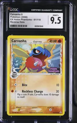 CGC 9.5 Carvanha Reverse Holo 61/110 EX Holon Phantoms 2006 Pokemon Card - Image 1