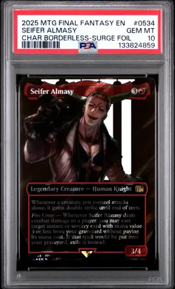 2025 MTG FINAL FANTASY CHARACTER BORDERLESS-SURGE FOIL SEIFER ALMASY PSA 10 - Image 1