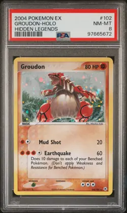 PSA 8 Groudon Holo 102/101 Secret Rare EX Hidden Legends 2004 Pokemon Card - Image 1