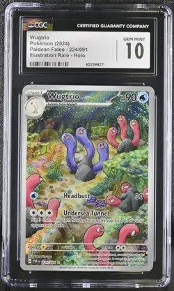 CGC 10 Wugtrio Holo 224/091 Illustration Rare Paldean Fates Pokemon Card - Image 1
