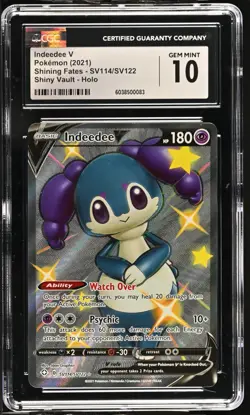 CGC 10 Indeedee V Holo SV114/SV122 Shiny Vault Shining Fates Pokemon Card - Image 1