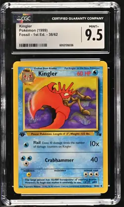 CGC 9.5 Kingler 38/62 1st Edition Fossil 1999 Pokemon Card - Image 1