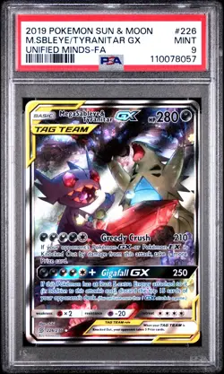 PSA 9 Mega Sableye & Tyranitar GX 226/236 Sun & Moon Unified Minds Pokemon Card - Image 1