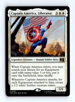 Captain America, Liberator (Foil) 587 (R) MTG Commander: Marvel Super Heroes MSC - Image 1