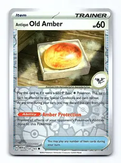 Antique Old Amber 154/165 Common 151 Pokemon Reverse Holo Near Mint - Image 1