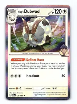 Hop's Dubwool 136/159 Rare Journey Together Pokemon Holo Near Mint - Image 1