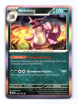 Nidoking 034/165 Rare 151 Pokemon Holo Near Mint - Image 1