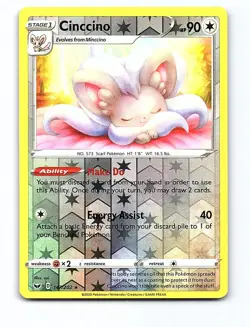 Cinccino 147/202 Rare Sword & Shield Pokemon Reverse Holo Near Mint - Image 1