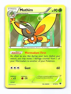 Mothim 4/124 Rare Fates Collide Pokemon Near Mint - Image 1
