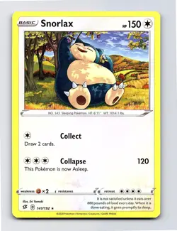 Snorlax 141/192 Rare Rebel Clash Pokemon Near Mint - Image 1