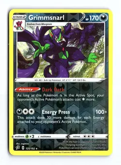 Grimmsnarl 125/192 Holo Rare Rebel Clash Pokemon Reverse Holo Near Mint - Image 1
