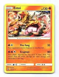 Entei 47/214 Rare Lost Thunder Pokemon Lightly Played - Image 1